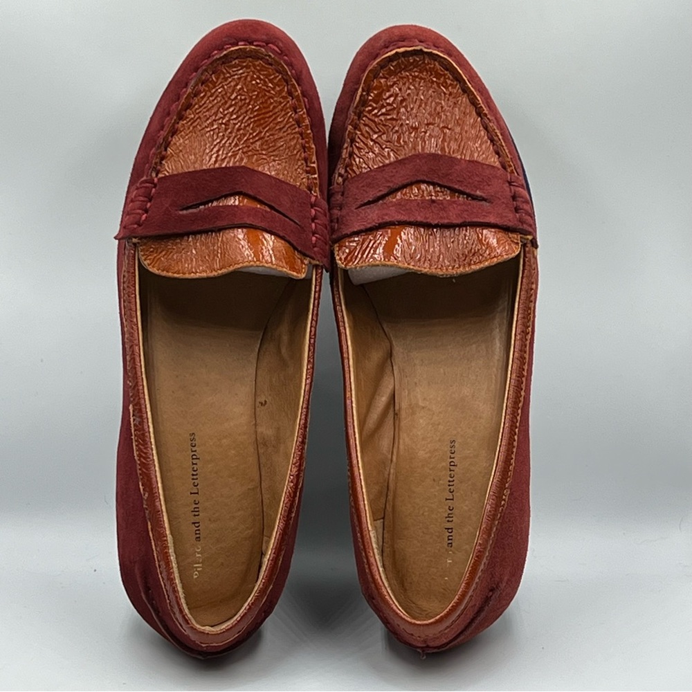 Pilcro & The Letterpress Blue Red Orange Wedge Loafer Sz. 8.5 Anthropology - Picture 5 of 8